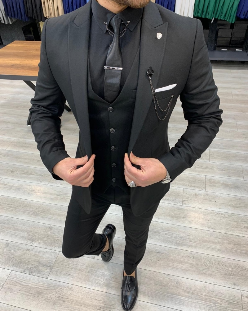 Aysoti Laval Black Slim Fit Suit