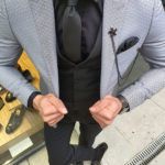 Aysoti Varsa Gray Slim Fit Patterned Suit