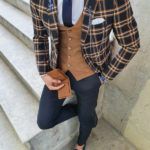 Aysoti Viram Navy Blue Slim Fit Plaid Check Suit