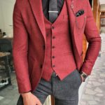 Aysoti Mitik Claret Red Slim Fit Suit