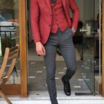 Aysoti Mitik Claret Red Slim Fit Suit
