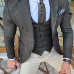 Aysoti Mitik Khaki Slim Fit Suit