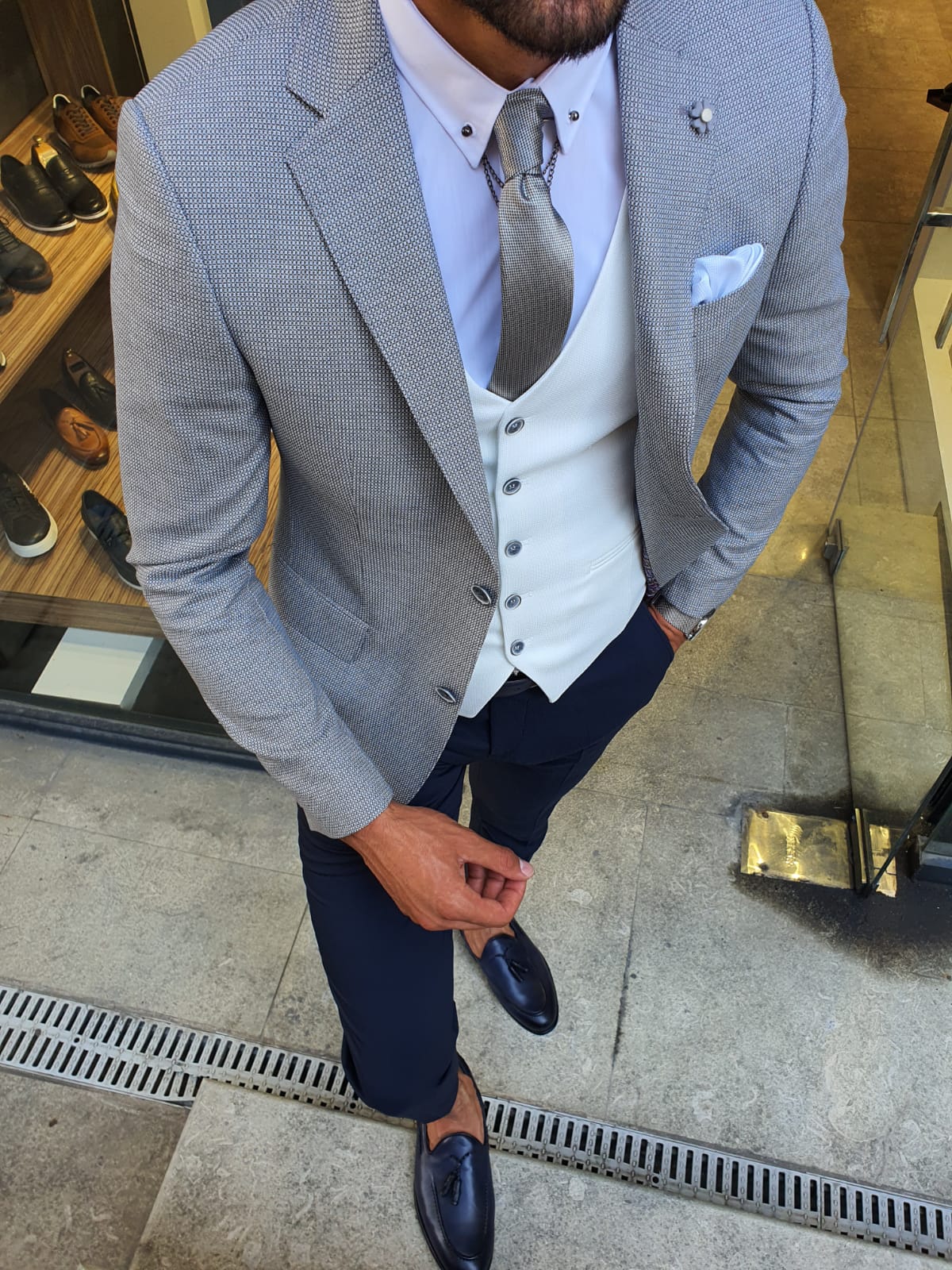 Aysoti New Gentleman Gray Slim Fit Suit
