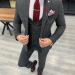 Aysoti Tegol Gray Slim Fit Pinstripe Suit