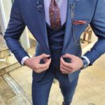 Aysoti Oland Indigo Slim Fit Patterned Suit