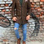 Hugh Coffee Slim Fit Patterned Wool Long Coat