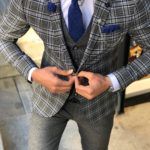 Olympia Sax Slim Fit plaid Suit Vest