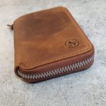 Aysoti Camel Zippered Leather Wallet