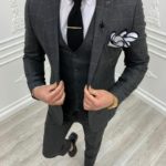 Aysoti Milford Dark Gray Slim Fit Plaid Suit