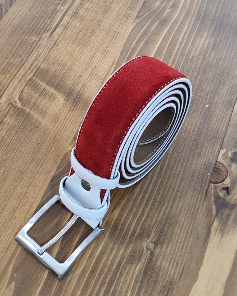 Aysoti Red Suede Leather Belt