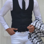 Aysoti New Black Slim Fit Double Breasted Vest