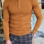 Slim-Fit Maglan Camel Slim Fit Collar Sweater