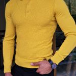 Aysoti Maglan Yellow Slim Fit Collar Sweater