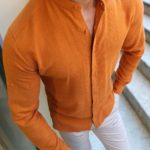 Aysoti Bright Orange Slim Fit Cotton Shirt