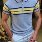Aysoti Gray Slim Fit Collar Neck Zipper Knitwear T-Shirt