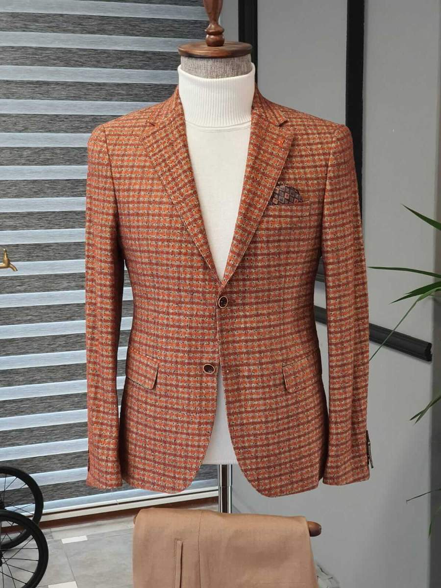 Aysoti Becksbourne Tile Slim Fit Plaid Wool Suit