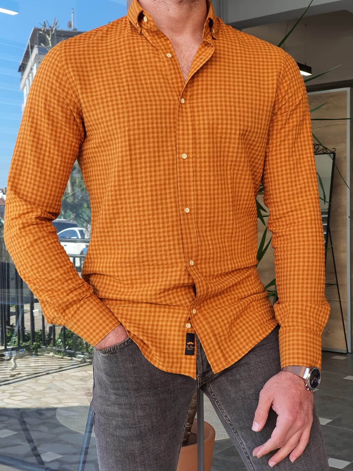 Slim Fit Long Sleeve Checkered Shirt