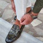 Green Double Monk Strap Loafers
