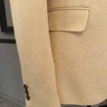 Beige Slim Fit Notch Lapel Cotton Suit