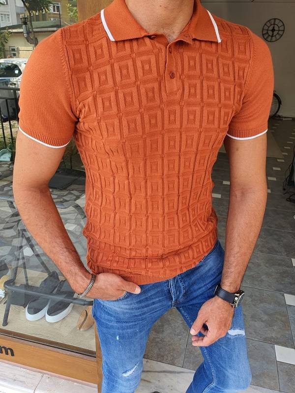 Tile Brown Slim Fit Polo T-Shirt