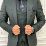 Green Slim Fit Peak Lapel Suit