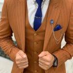 Tile Slim Fit Peak Lapel Striped Suit