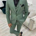 Light Green Slim Fit Peak Lapel Suit