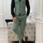 Light Green Slim Fit Peak Lapel Suit