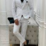 White Slim Fit Peak Lapel Suit