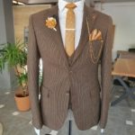 Aysoti Sohillsfort Brown Slim Fit Notch Lapel Wool Suit