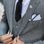 Dark Gray Slim Fit Notch Lapel Wool Suit