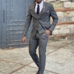 Dark Gray Slim Fit Notch Lapel Wool Suit