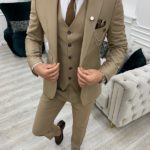 Cream Slim Fit Peak Lapel Suit