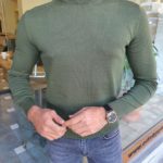 Green Slim Fit Mock Turtleneck Sweater