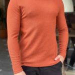 Orange Slim Fit Round Neck Sweater