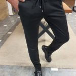 Black Slim Fit Lace Up Pants