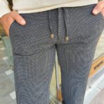 Gray Slim Fit Lace Up Plaid Pants
