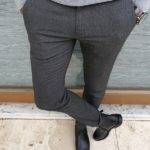 Dark Gray Slim Fit Linen Pants