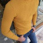 Yellow Slim Fit Turtleneck Sweater