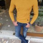 Yellow Slim Fit Turtleneck Sweater