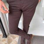 Brown Slim Fit Cotton Lycra Pants