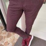 Burgundy Slim Fit Cotton Lycra Pants