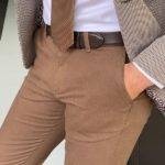 Camel Slim Fit Cotton Lycra Pants