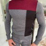 Thagor Dark Gray Slim Fit Turtleneck Sweater