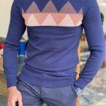Blue Slim Fit Crewneck Sweater