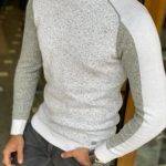White Patterned Mock Turtleneck Sweater