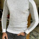 White Patterned Mock Turtleneck Sweater