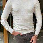 White Slim Fit Turtleneck Sweater