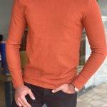 Orange Slim Fit Crewneck Sweatshirt