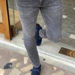 Gray Slim Fit Ripped Jeans